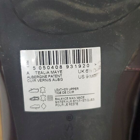 Clarks Artesian Tealia Maye Block Heel Aubergine Patent Leather Heel Pump 9M - Picture 14 of 15